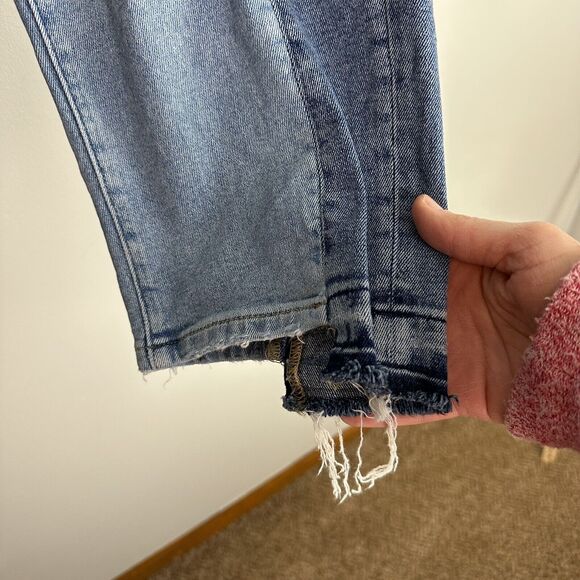 Lane Bryant High Rise Straight Crop Jeans Size 16 Patchwork Half Raw Hem - Picture 2 of 11